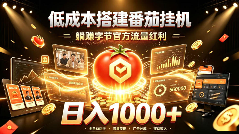 低成本搭建番茄挂G，躺賺字节官方流量红利，日入1k+，全程傻瓜式落地【揭秘】-鼎铸网