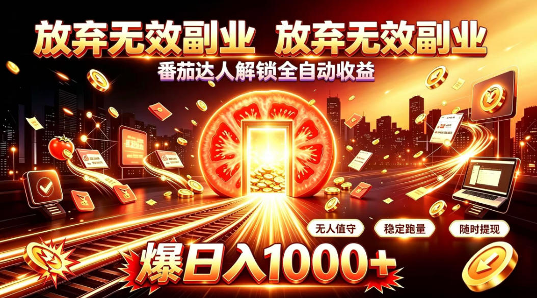 c81ac7941292fee4afd6cf1d7f7d2f60.jpeg 放弃无效副业,番茄达人解锁全自动收益,日入1k+,门槛最低的线上轻资产项目【揭秘】