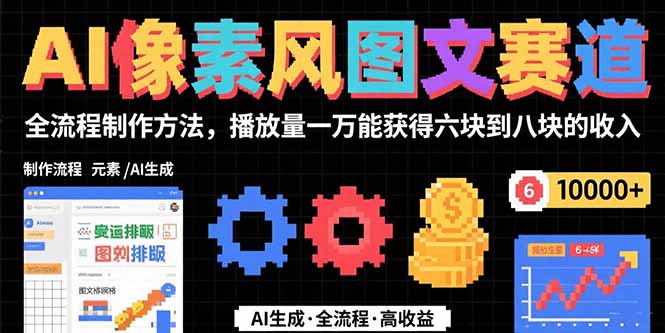 AI像素风图文赛道：全流程制作方法，播放量一万能获得6块到8块的收入-鼎铸网
