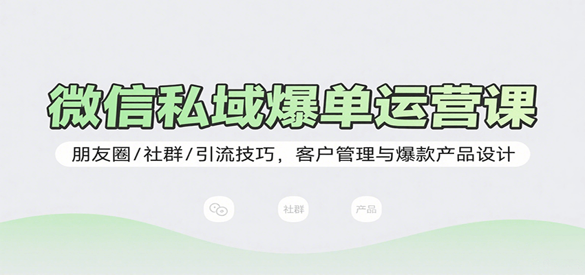 微信私域爆单运营课：朋友圈/社群/引流技巧，客户管理与爆款产品设计-鼎铸网