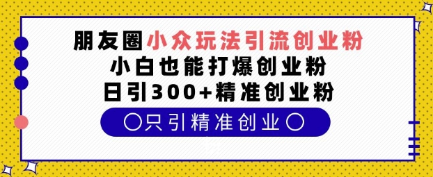 朋友圈小众玩法引流创业粉,小白也能打爆创业粉,日引300+精准创业粉【揭秘】-鼎铸网