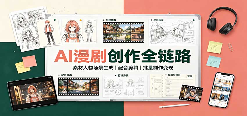 AI漫剧创作全链路：素材人物场景生成，配音剪辑，批量制作变现-鼎铸网