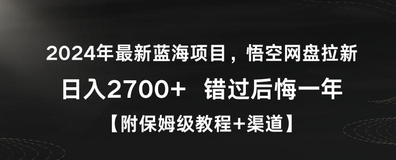 2024年最新蓝海项目，悟空网盘拉新，日入2700+错过后悔一年【附保姆级教程+渠道】【揭秘】-鼎铸网
