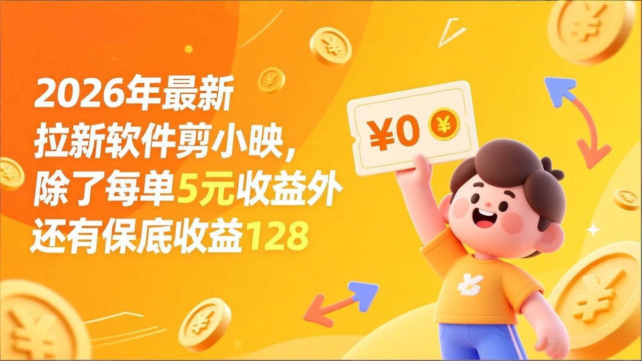 最新拉新软件剪小映，除了每单5元收益外还有保底收益128-鼎铸网