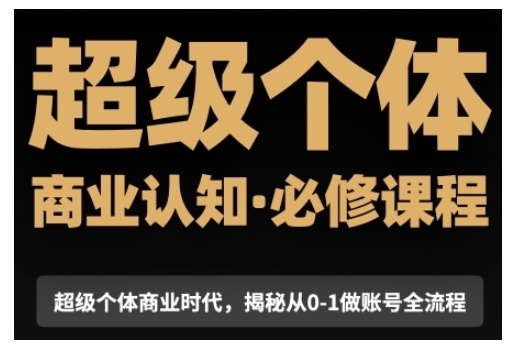 超级个体商业认知觉醒视频课，商业认知·必修课程揭秘从0-1账号全流程-鼎铸网