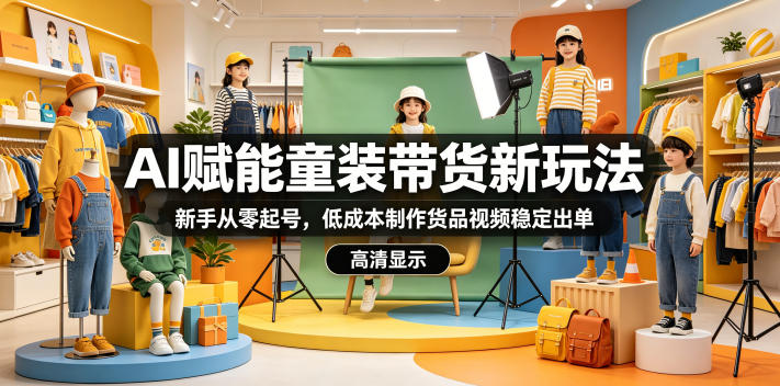 AI赋能童装带货新玩法,新手从零起号,低成本制作货品视频稳定出单-鼎铸网