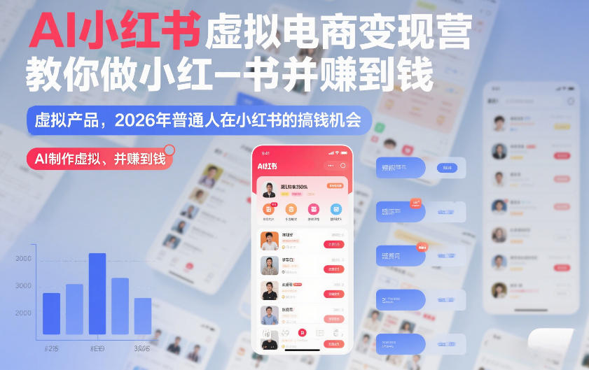 AI小红书虚拟电商变现营，教你做小红书并賺到钱，虚拟产品，2026年普通人在小红书的搞钱机会(完结)-鼎铸网