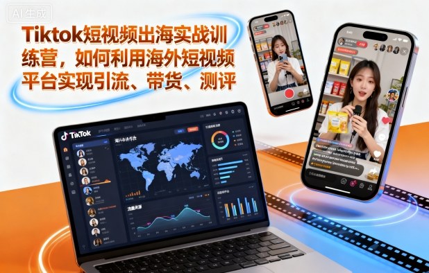 Tiktok短视频出海实战训练营,如何利用海外短视频平台实现引流、带货、测评-鼎铸网