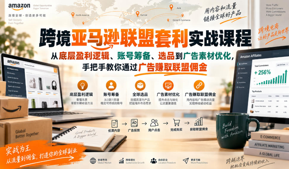 cbd71a090026900586485ffb5e919da4.jpeg 跨境亚马逊联盟套利实战课程,从底层盈利逻辑、账号筹备、选品到广告素材优化,手把手教你通过广告賺取联盟佣金
