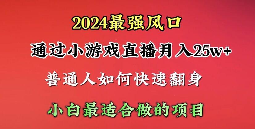(10020期)2024年最强风口，通过小游戏直播月入25w+单日收益5000+小白最适合做的项目-鼎铸网