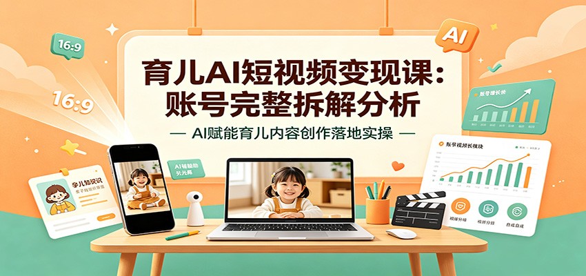 育儿AI短视频变现课：账号完整拆解分析，AI赋能育儿内容创作落地实操-鼎铸网