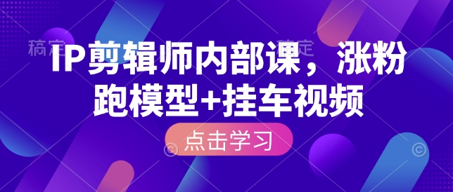 IP剪辑师内部课,涨粉跑模型+挂车视频(更新)-鼎铸网