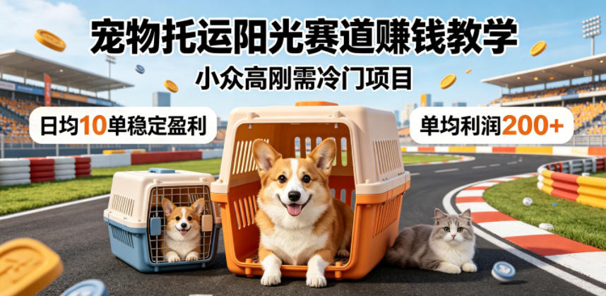 宠物托运阳光赛道賺钱教学,小众高刚需冷门项目,日均10单稳定盈利,单均利润200+-鼎铸网
