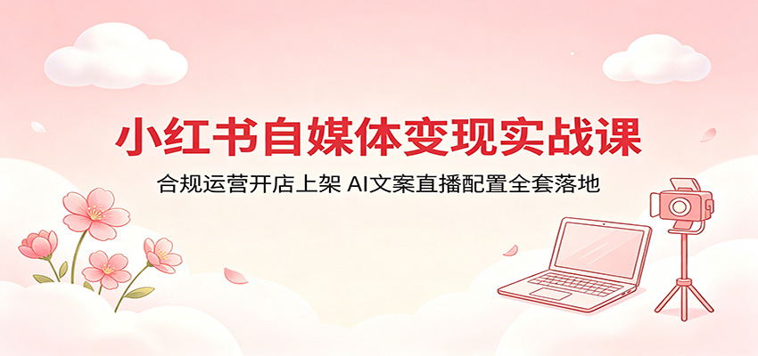 小红书自媒体变现实战课:合规运营开店上架,AI文案直播配置全套落地-鼎铸网