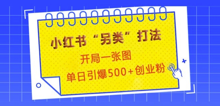 ccbeaf4344e41831b51cbba4f18718b6.jpeg 小红书“另类”打法,开局一张图,单日引爆500+精准创业粉【揭秘】