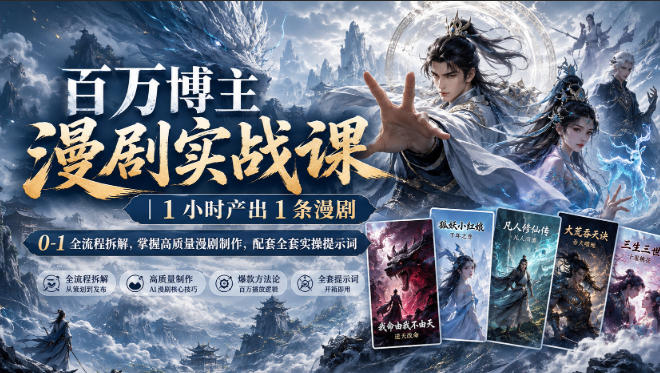 百万博主漫剧实战课｜1小时产出1条漫剧，0‑1全流程拆解，掌握高质量漫剧制作，配套全套实操提示词-鼎铸网