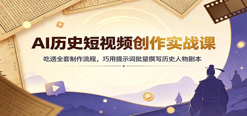 AI历史短视频创作实战课:吃透全套制作流程,巧用提示词批量撰写历史人物剧本-鼎铸网