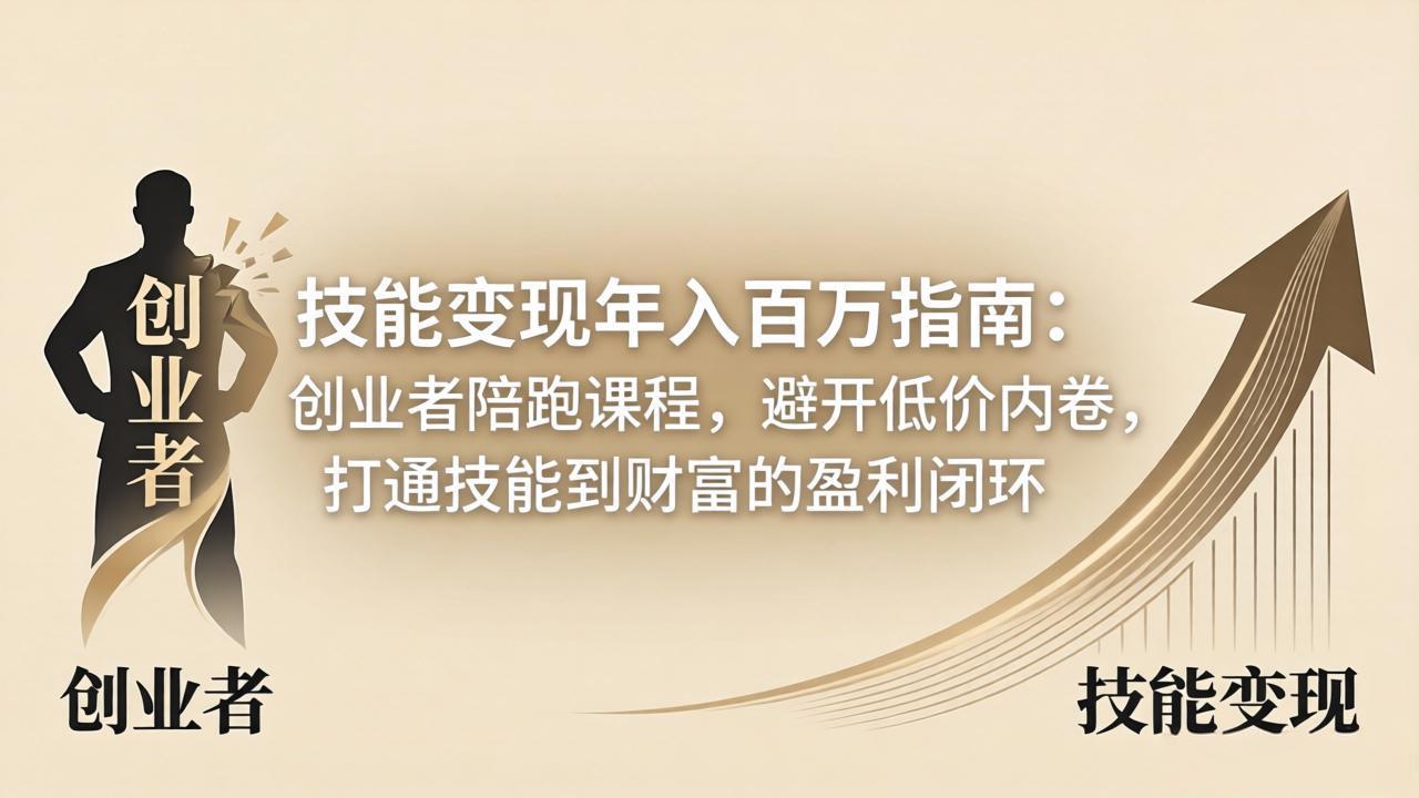 技能变现年入百万指南:创业者陪跑课程,避开低价内卷,打通技能到财富的盈利闭环-鼎铸网