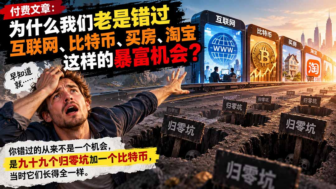 付费文章:为什么我们老是错过互联网、比特币、买 房、淘宝这样的暴富机会?-鼎铸网