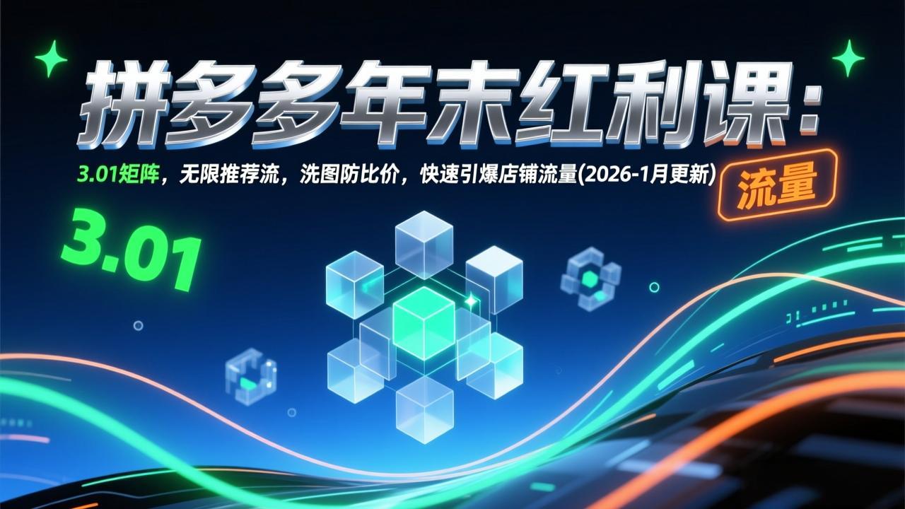 拼多多年末红利课：3.01矩阵，无限推荐流，洗图防比价，快速引爆店铺流量(2026-1月更新-鼎铸网