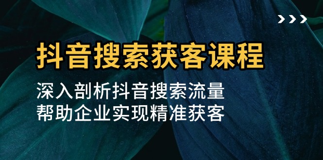 抖音搜索获客课程：深入剖析抖音搜索流量，帮助企业实现精准获客-鼎铸网