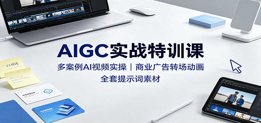 AIGC实战特训课：多案例AI视频实操，商业广告转场动画，全套提示词素材-鼎铸网