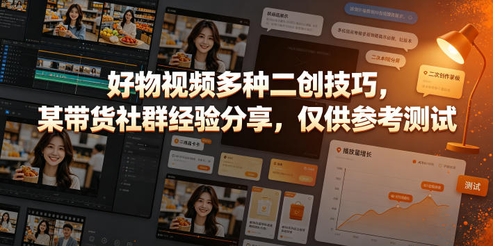 好物视频多种二创技巧，某带货社群经验分享，仅供参考测试-鼎铸网