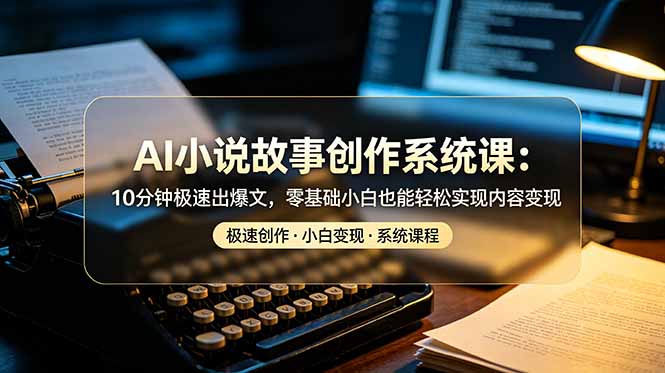 AI小说故事创作系统课：10分钟极速出爆文，零基础小白也能轻松实现内容变现-鼎铸网