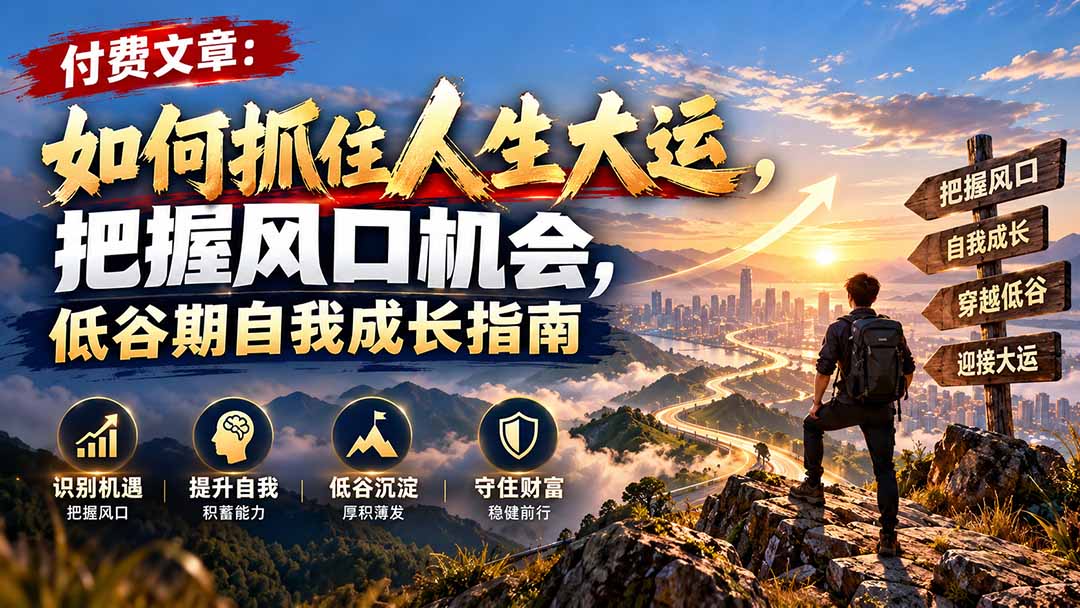 付费文章:如何抓住人生大运,把握风口机会,低谷期自我成长指南-鼎铸网