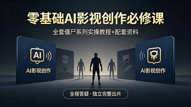 零基础AI影视创作必修课,全套僵尸系列实操教程加配套资料,全程答疑带你独立完整出片-鼎铸网