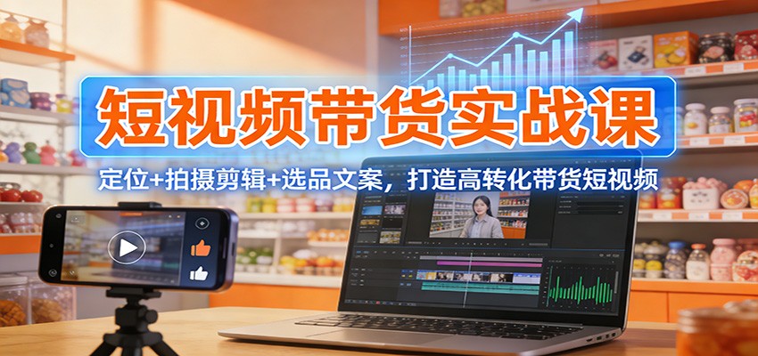 短视频带货实战课:定位+拍摄剪辑+选品文案,打造高转化带货短视频-鼎铸网
