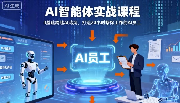 cf26d6e24963c111fabaf0ce727d1008.jpeg Ai智能体实战课程,0基础跨越Ai鸿沟,打造24小时帮你工作的Ai员工,打破常规,以实战定义Ai