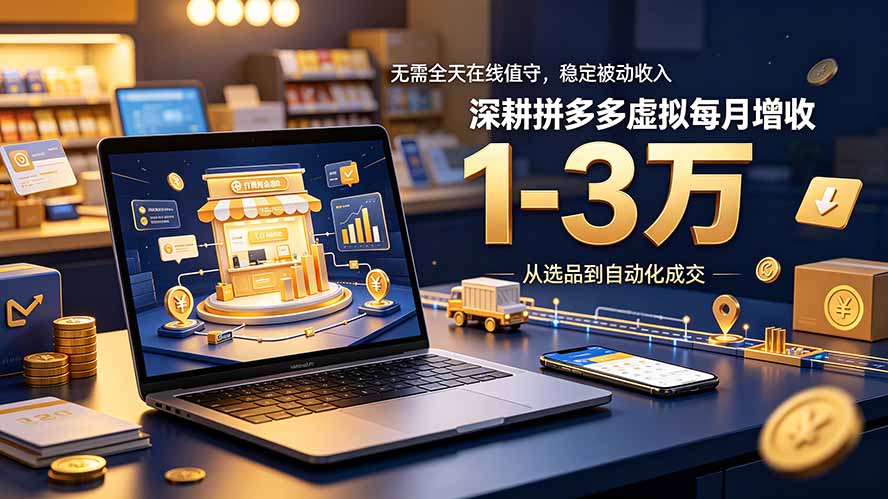 无需全天在线值守，稳定被动收入，深耕拼多多虚拟每月增收 1-3 万-鼎铸网