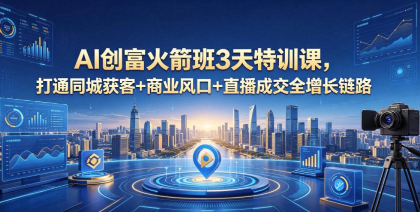 cf325bcdf52c466e47c147a9f39400f3.jpeg AI创富火箭班3天特训课,打通同城获客+商业风口+直播成交全增长链路,2026年4月新课