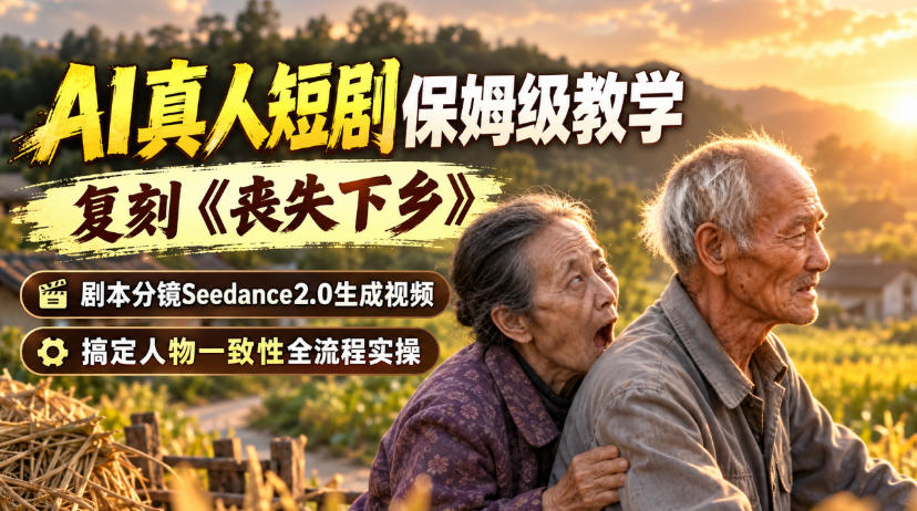 cf424705c70dc2af5c80c54cb512115d.jpeg AI真人短剧保姆级教学,复刻《丧失下乡》,剧本分镜Seedance2.0生成视频,搞定人物一致性全流程实操