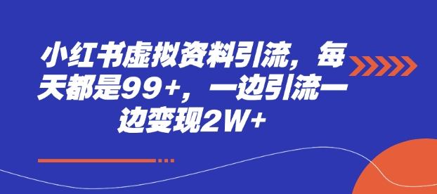 小红书虚拟资料引流,每天都是99+,一边引流一边变现2W+-鼎铸网