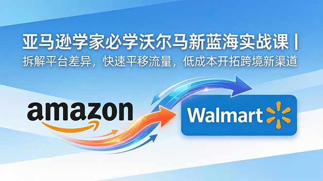 亚马逊卖家必学沃尔玛新蓝海实战课|拆解平台差异,快速平移流量,低成本开拓跨境新渠道-鼎铸网