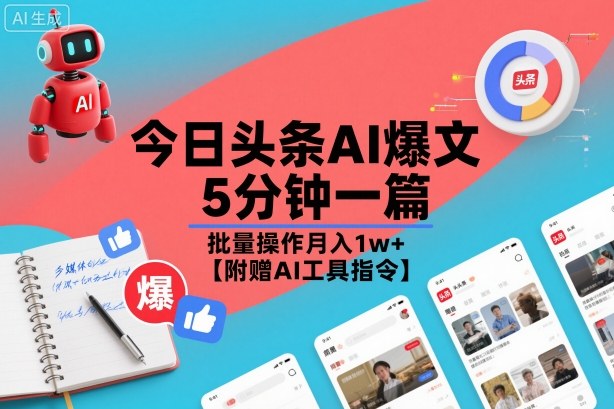d05614bc2f38a514a066bab6c2bc5ec6.jpeg 今日头条AI爆文,5分钟一篇,批量操作月入1w+【附赠AI工具指令】