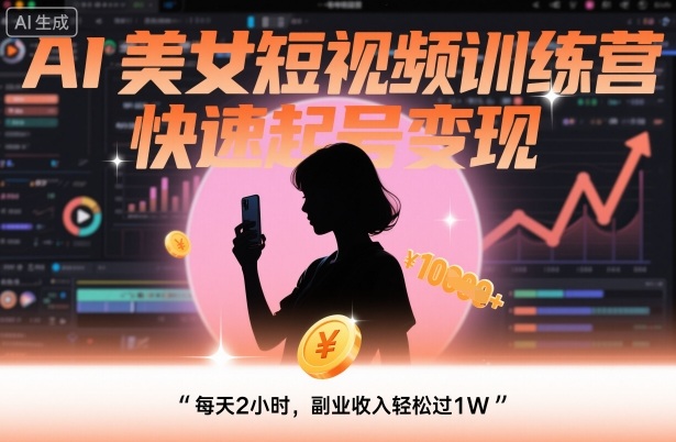 d0f4697b30744b25e1f0b6dce6ceb515.jpeg AI美女短视频训练营,快速起号变现,每天2小时,副业收入轻松过1W
