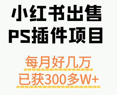 小红书出售PS插件项目，每月都收入好几万，长期操作已获利300多W+-鼎铸网