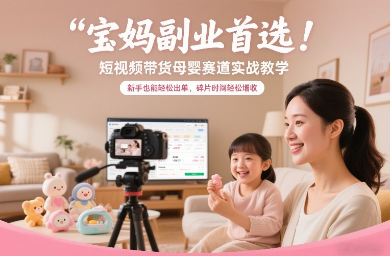 宝妈副业首选!短视频带货母婴赛道实战教学,新手也能轻松出单,碎片时间轻松增收-鼎铸网