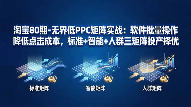 淘宝80期-无界低PPC矩阵实战：软件批量操作降低点击成本，标准+智能+人群三矩阵投产择优-鼎铸网