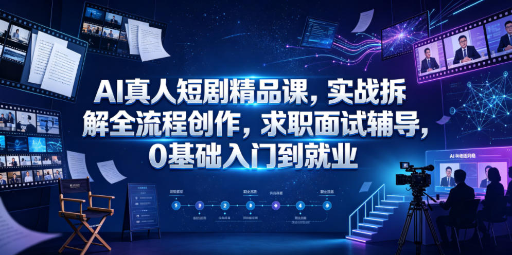AI真人短剧精品课，实战拆解全流程创作，求职面试辅导，0基础入门到就业-鼎铸网
