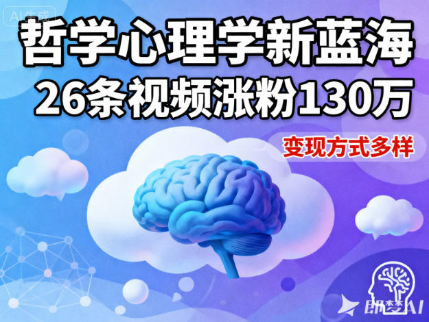 d23e064def5af0f1187944678437b496.jpeg 短视频新蓝海,哲学心理学赛道,26条视频涨粉130W,变现方式多样