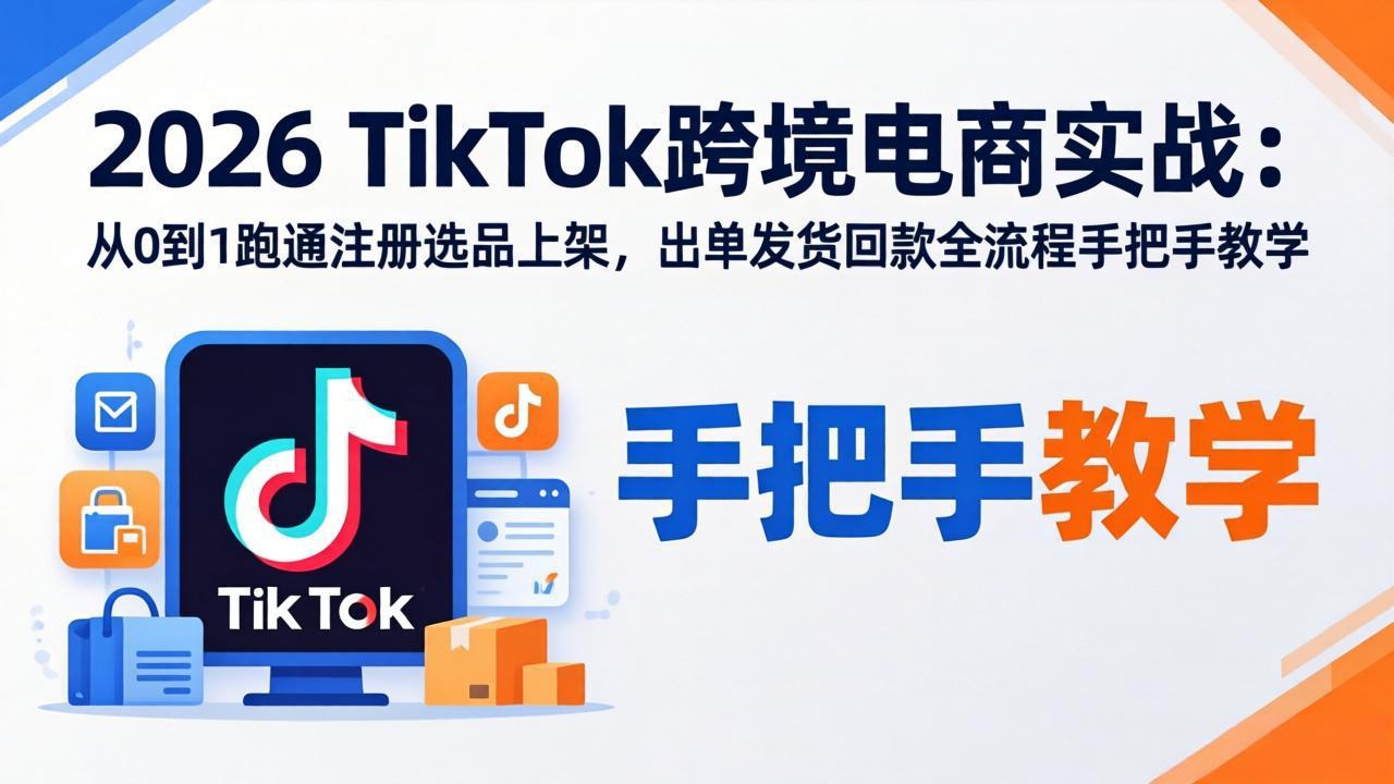 d28b1f66037a37694f21cae6fe7ec82d.jpeg 2026TikTok跨境电商实战-更新:从0到1跑通注册选品上架,出单发货回款全流程手把手教学