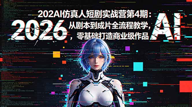 2026AI仿真人短剧实战营第4期:从剧本到成片全流程教学,零基础打造商业级作品-鼎铸网