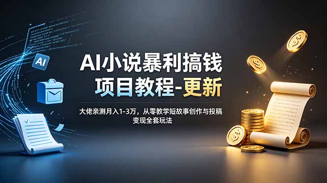 AI小说暴利搞钱项目教程-更新，大佬亲测月入1-3万，从零教学短故事创作与投稿变现全套玩法-鼎铸网