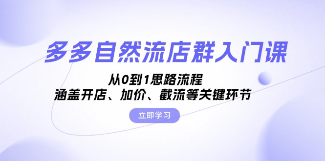 多多自然流店群入门课，从0到1思路流程，涵盖开店、加价、截流等关键环节-鼎铸网