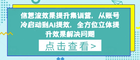 d355a72b41c33f3e04737a5a6827b8c3.jpeg 信息流效果提升集训营,从账号冷启动到AI提效,全方位立体提升效果解决问题