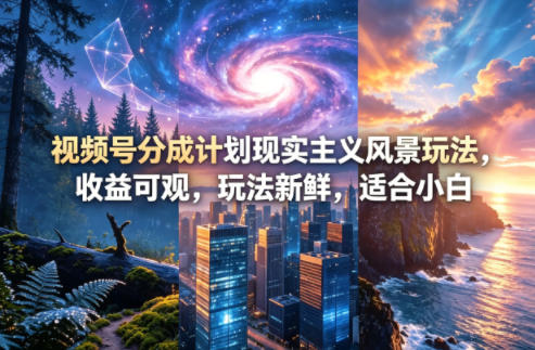 视频号分成计划现实主义风景玩法,收益可观,玩法新鲜,适合小白-鼎铸网